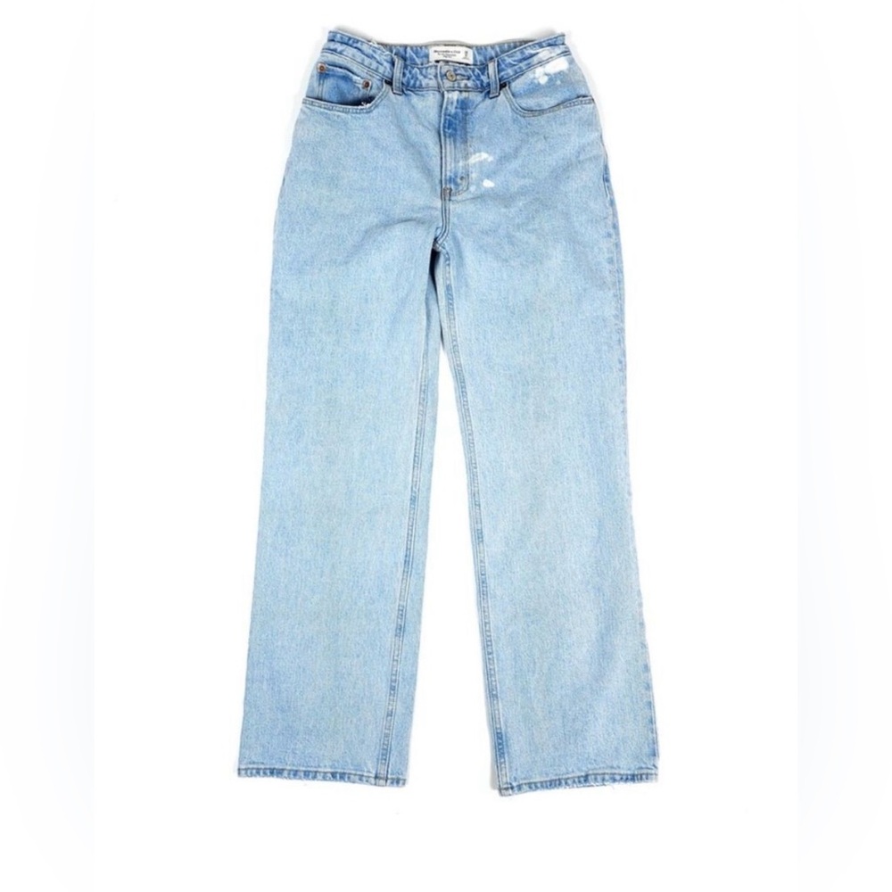 ABERCROMBIE 90s Relaxed Jean High Rise Straight Leg Curve Love Light Wash 28